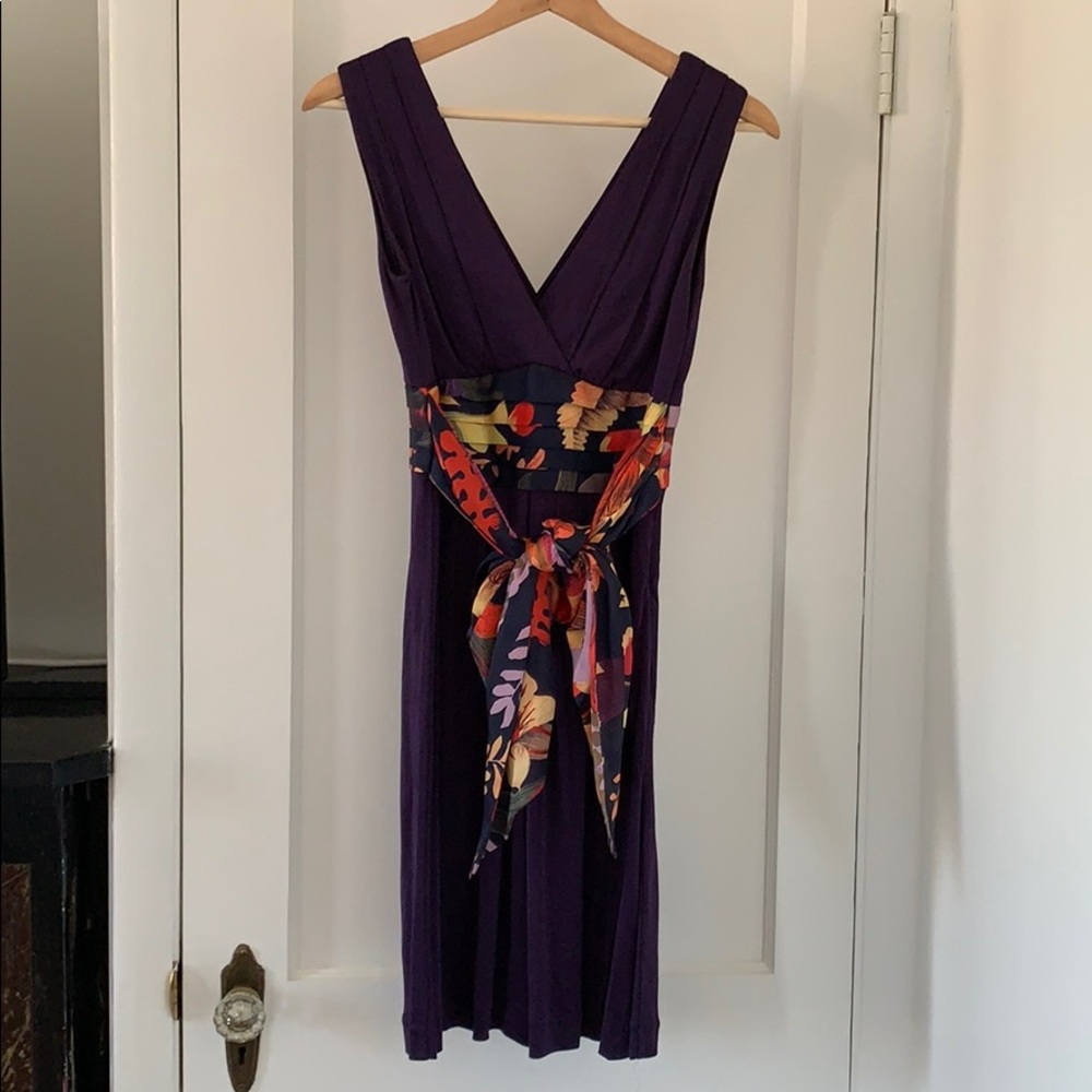 Ted Baker purple dress with floral sash belt